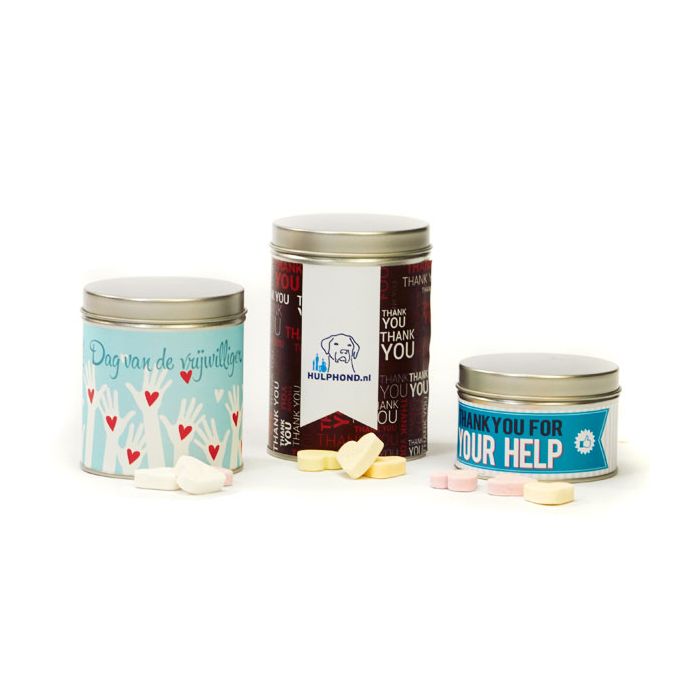 Blikje snoephartjes voor de vrijwilligers