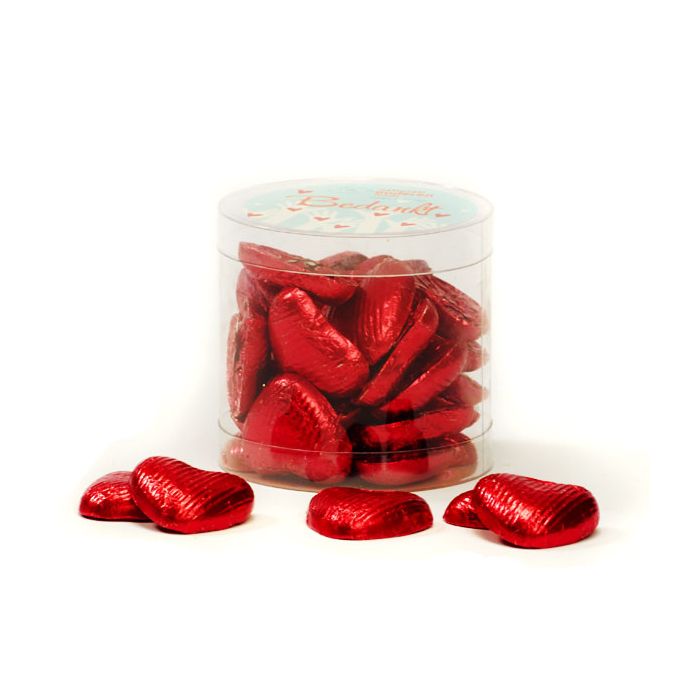 Choco harten in koker voor vrijwilligers