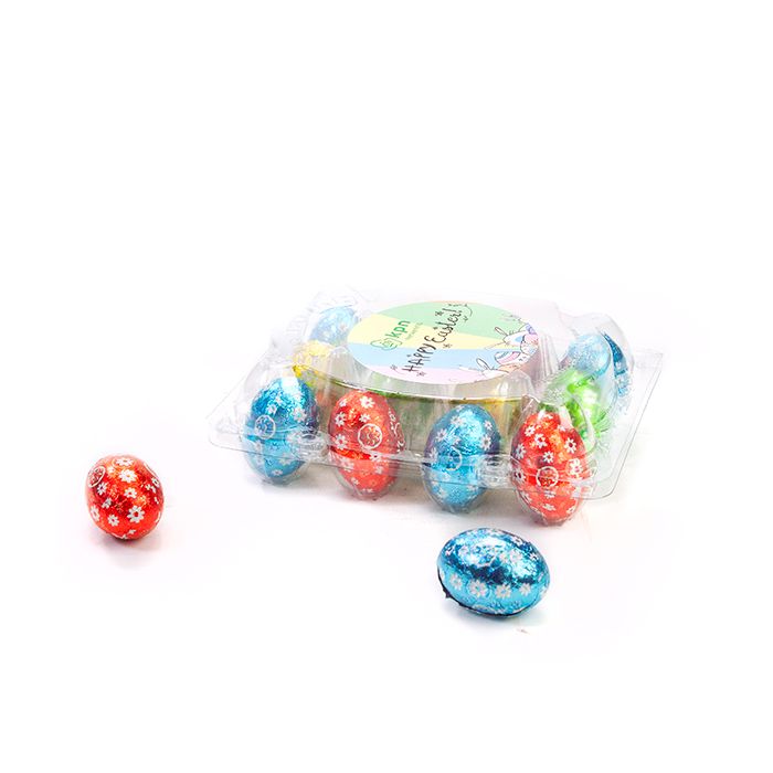 Transparant eierdoosje met paaseitjes