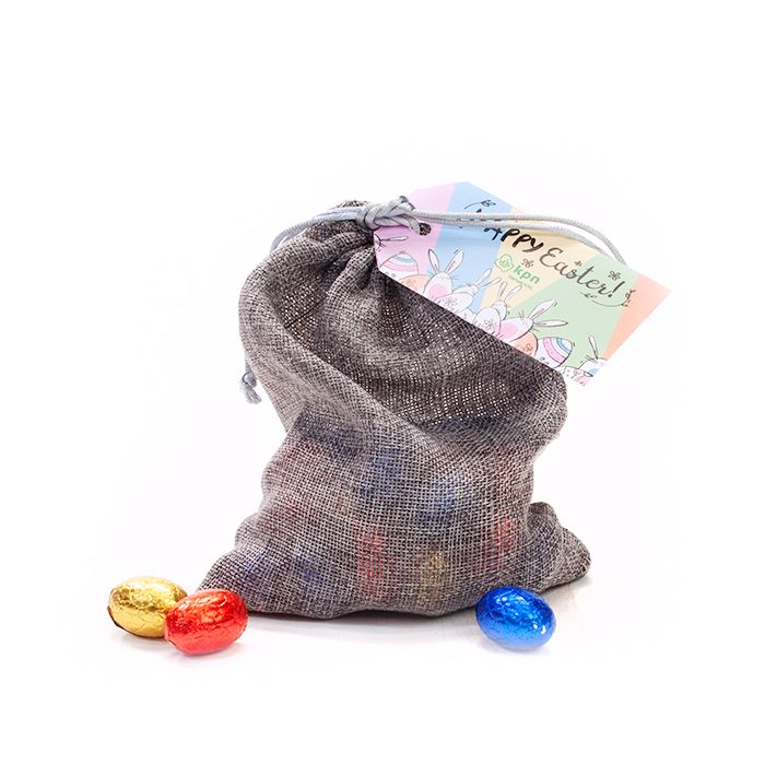 Jute zakje met paaseitjes - groot