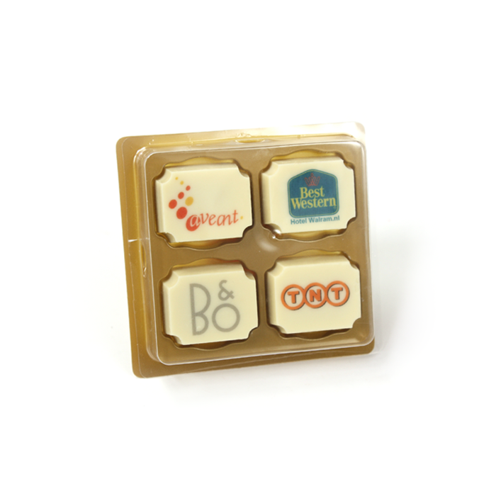 4 logo bonbons in doosje