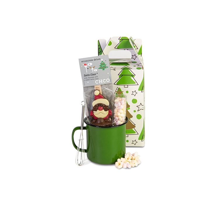 Mok met choco in kerstdoosje