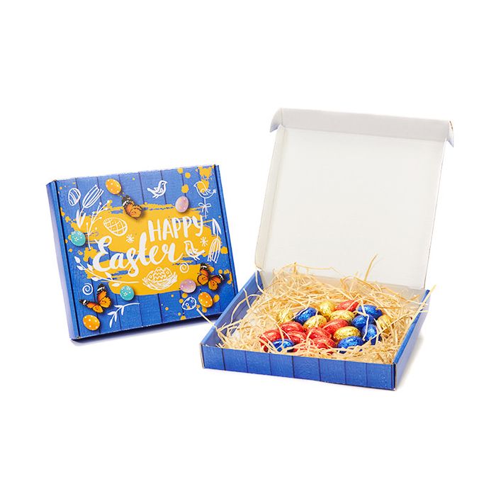 Paas maildoosje - gevuld met een nestje massieve paaseitjes