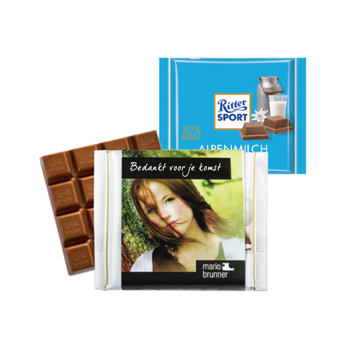 Ritter SPORT verpakt in eigen ontwerp folie