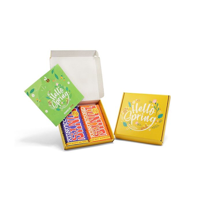 Tony's chocolonely voorjaars verzenddoosje geel