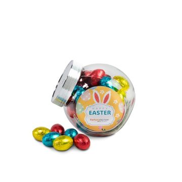 Glazenpot met paaseitjes