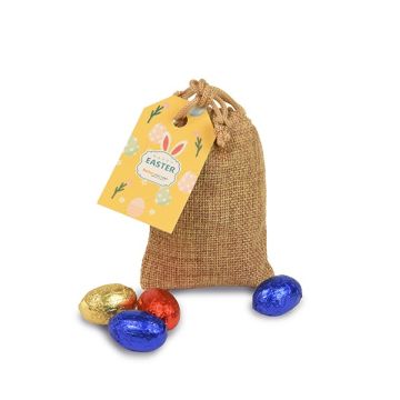 Jute zakje met paaseitjes - klein