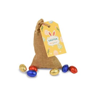 Jute zakje met paaseitjes - medium