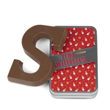 Chocoladeletter S in blik, 80 gram