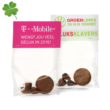 Geluksklavers in zakje - Gelukkig Nieuwjaar