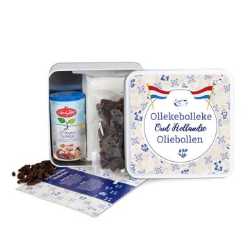 Oliebollen pakket in blik bedrukt