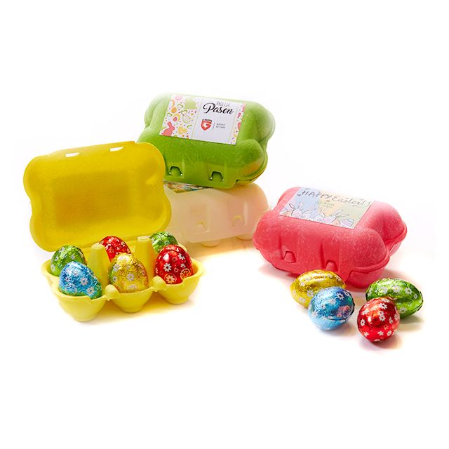 Gekleurde eierdoosjes met 6 paaseitjes