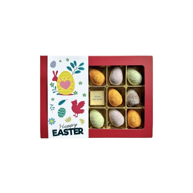 Gevulde paaseitjes in geschenkdoos - Eigen logo