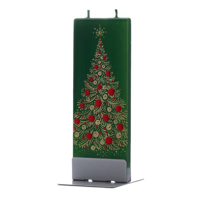 Platte kaars met stalen houder Kerstboom