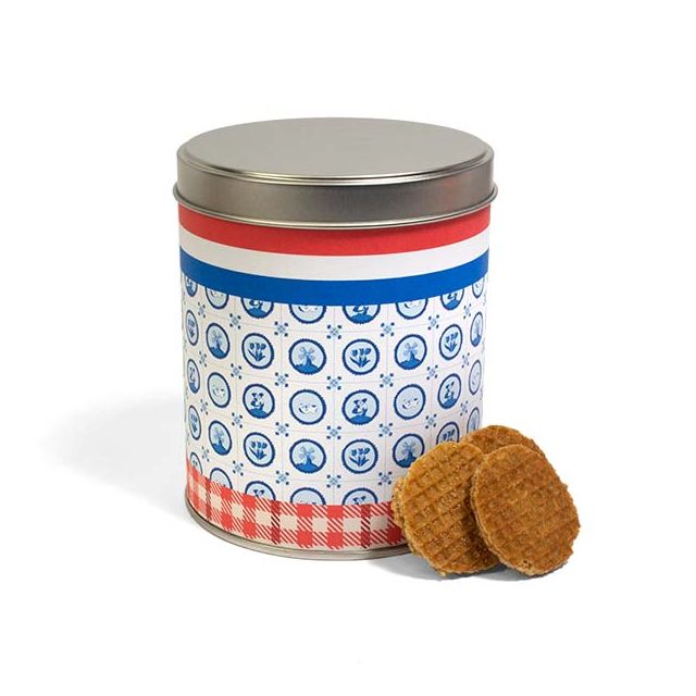 Mini Stroopwafels in Delfsblauw blik