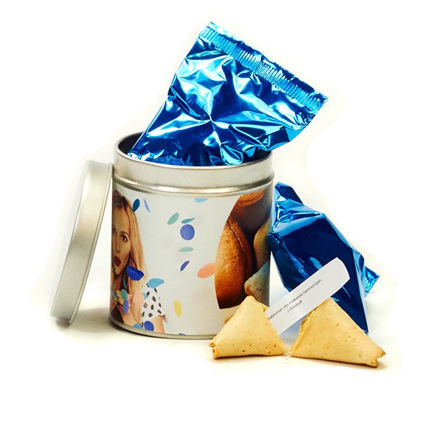 Blik met 2 fortune cookies