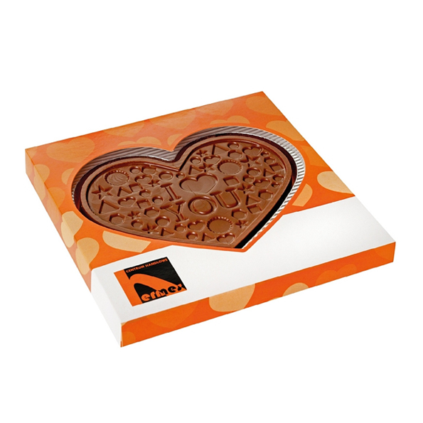 Reliëf chocolade met eigen logo - hart 