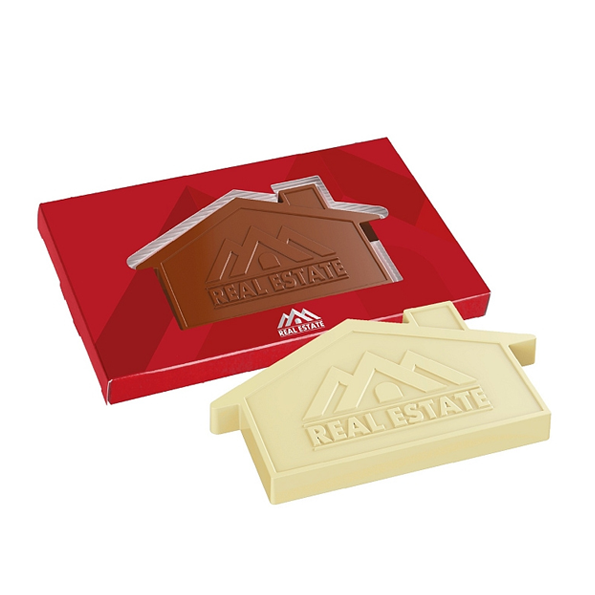 Reliëf chocolade met eigen logo - huis