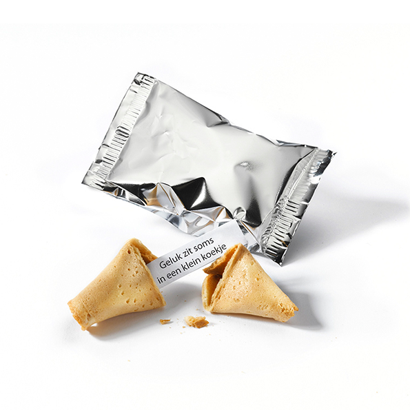 Fortune cookie met standaard spreuken - zilvere folie