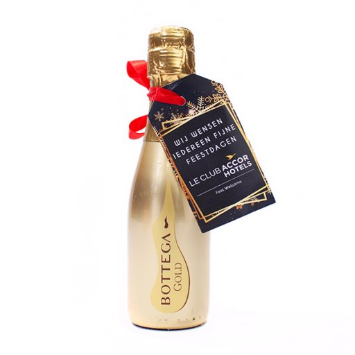 Gouden Prosecco 200ml met bedrukt kaartje