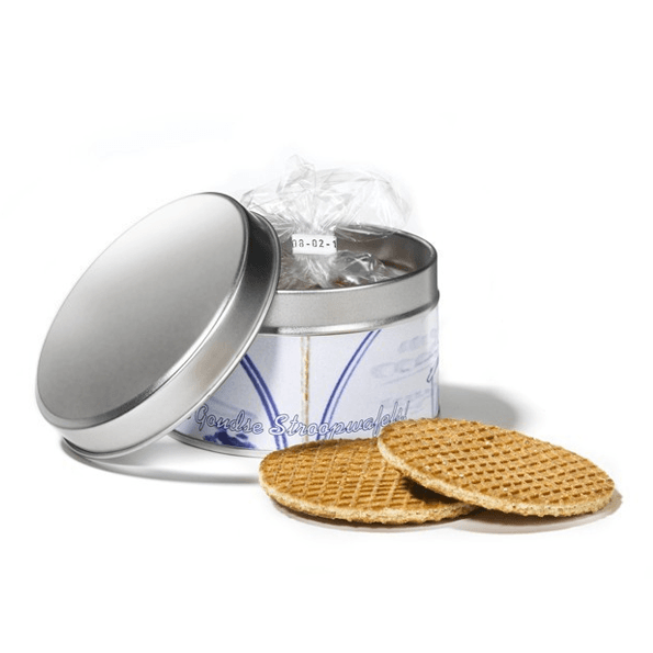 Stroopwafels in blikje met vensterdeksel